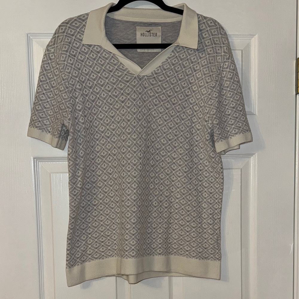 Hollister Geo Pattern Sweater Collar Short Sleeve Shirt